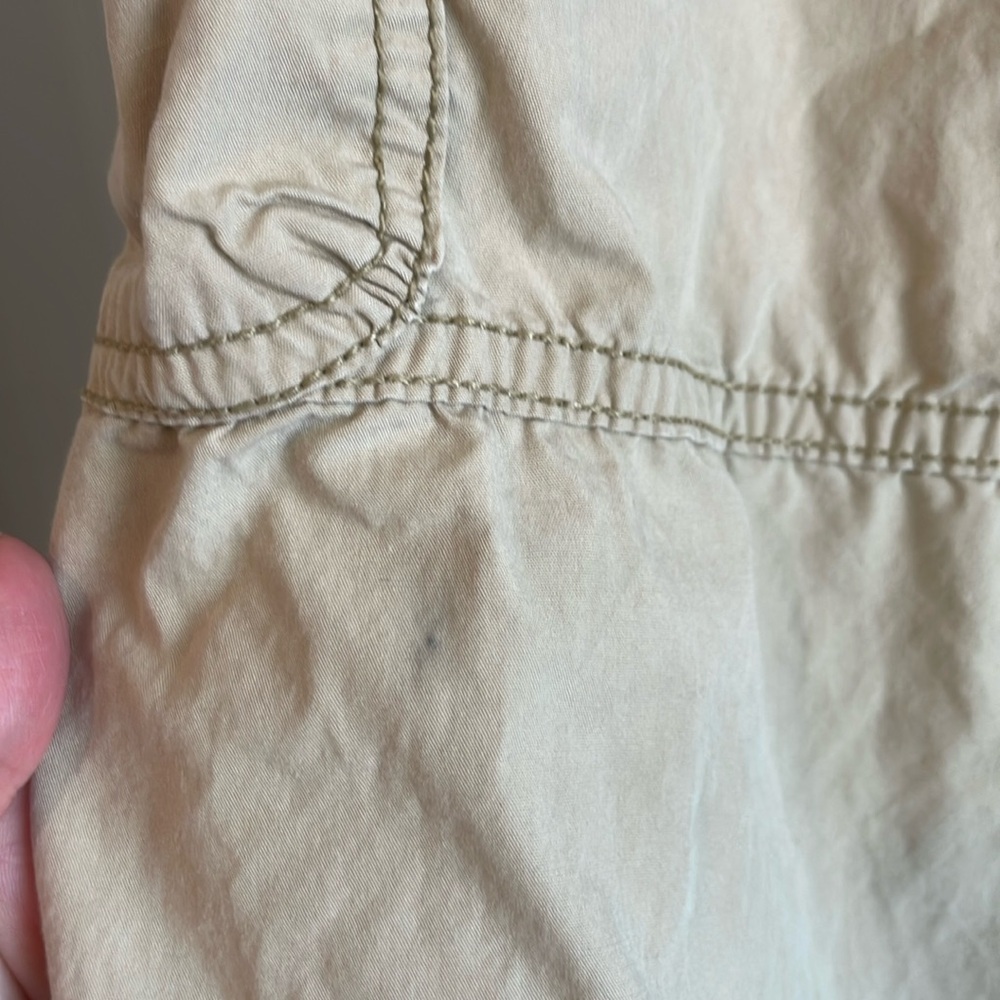 OP Junior's 13 Vintage y2K Tan Cargo Pockets 100% Cotton Drawstring Capri Pants - Picture 2 of 5
